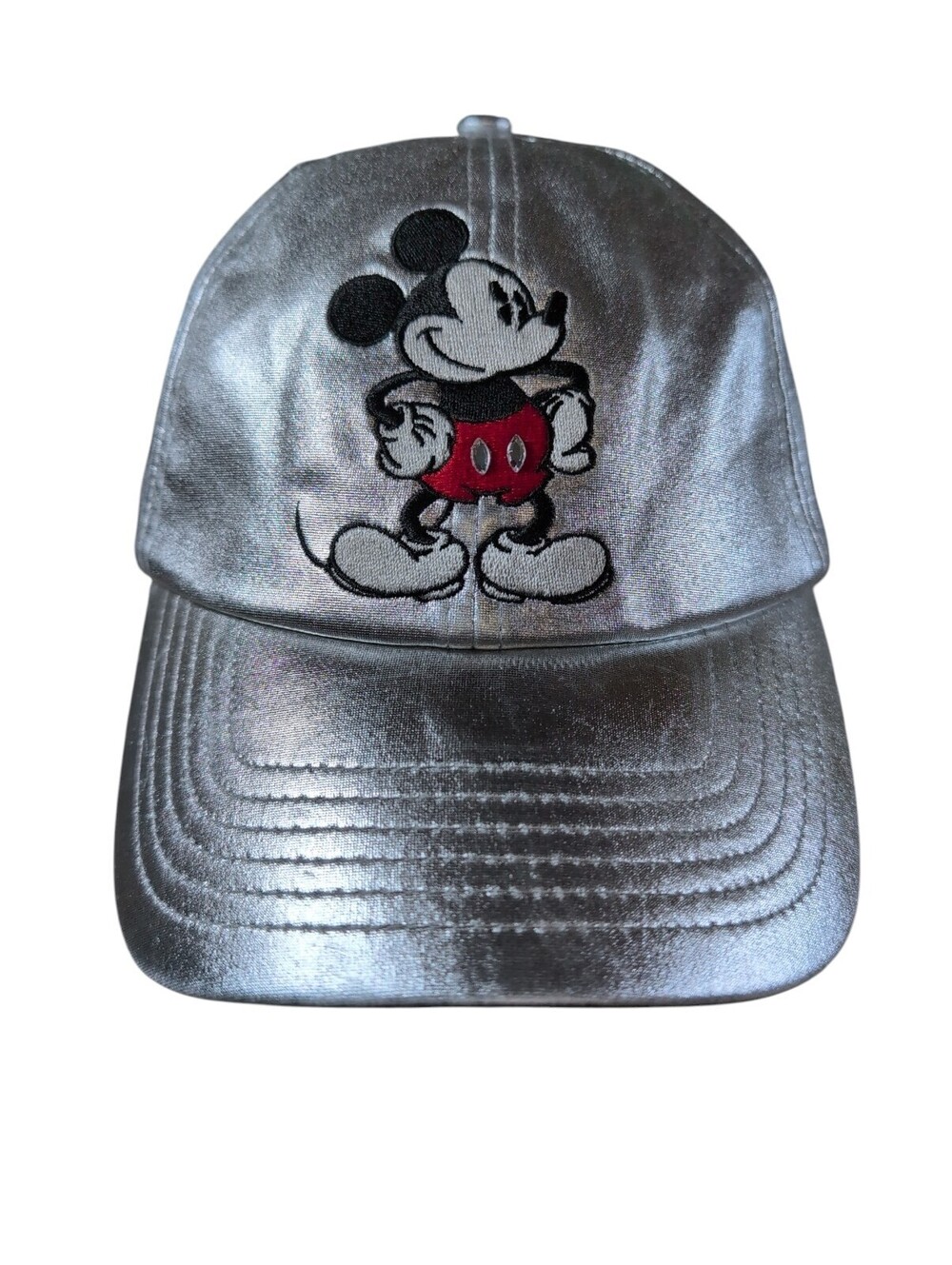 Disney Parks Authentic Original Silver Mickey Mouse Baseball Hat Adult Size